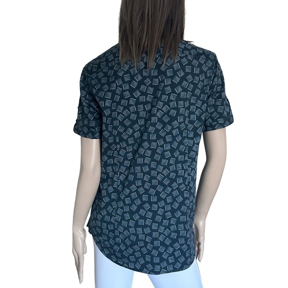 Ted Baker London Blouse Top Shirt Geometric Pattern Full Button Front Micro Dots - Picture 11 of 16